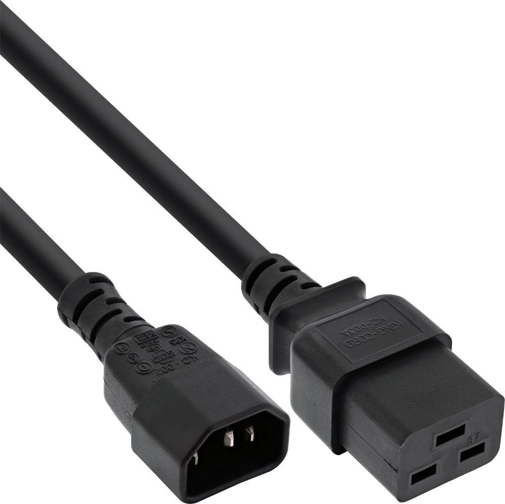 cablu adaptor InLine, IEC-60320 C14 la C19 3x1.5mm2, max. 10A, negru, 0,5 m