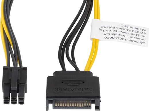 Cabluri - Cablu alimentare SATA 15 pini la PCI Express 6 pini,20 cm,Lanberg