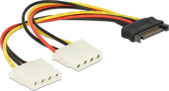 Cablu alimentare SATA la 2 x Molex T-M, Delock 65159