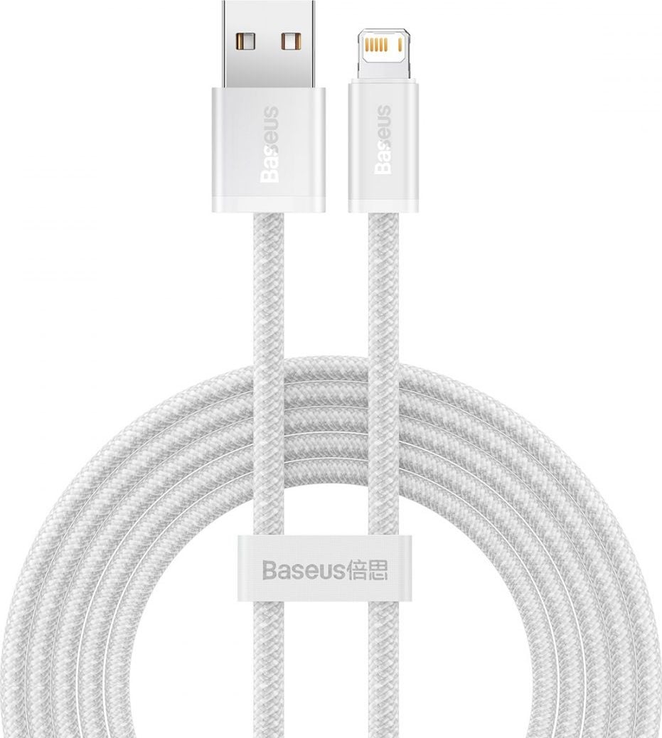 Cablu alimentare si date Baseus Dynamic Series CALD000402, Fast Charging, pentru smartphone, USB la Lightning Iphone 2.4A, 1m, braided, Alb