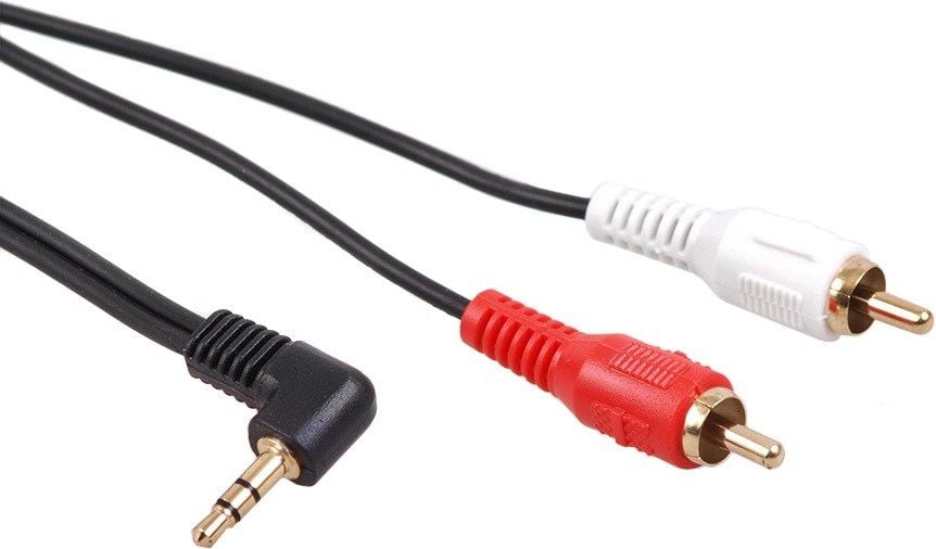 Cablu audio cu unul dintre conectori inclinat la 90&deg; , Maclean , MCTV/828 jack / 2 RCA 15m , negru