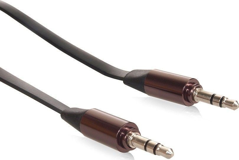Cablu audio plat cu mufe drepte , Maclean , MCTV/694B Jack Audio Stereo AUX 3.5 mm 1m , negru