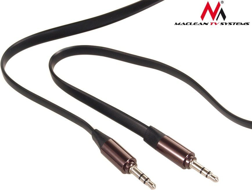Cablu audio plat cu mufe drepte , Maclean , MCTV/695B Jack 3.5 mm 2m , negru
