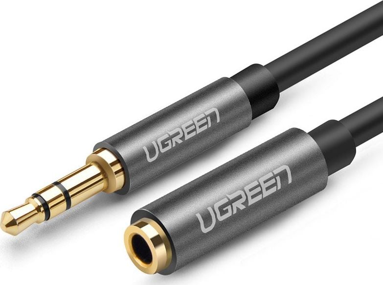 Cablu Audio (Prelungitor) Ugreen Jack 3.5 mm (Tata) la Jack 3.5 mm (Mama), 1 Metru, Argintiu