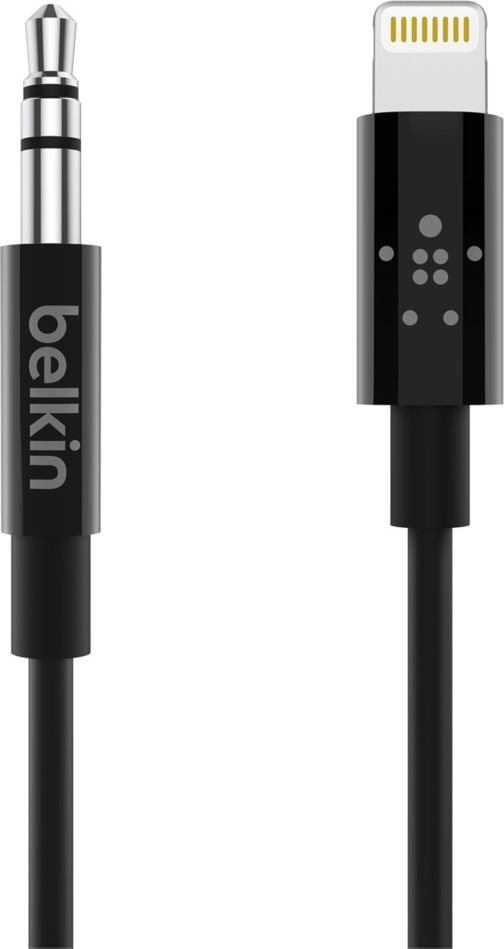 Cablu auxiliar Belkin, Lightning la Jack 3.5 mm, 180 cm, negru