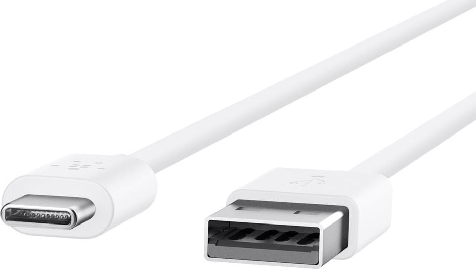 Cablu Belkin Boost Charge, Compatibil Apple, USB-A, USB-C, PVC, 2 m, Alb