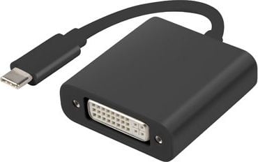 Cablu convertor cu adaptor, Lanberg 41851, conector USB 3.1 tip C tata la DVI (24+5) mama, lungime 15cm, negru