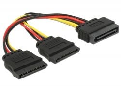 Cablu cu conectori in linie dreapta , Delock , SATA 15pin &gt; 2x HDD