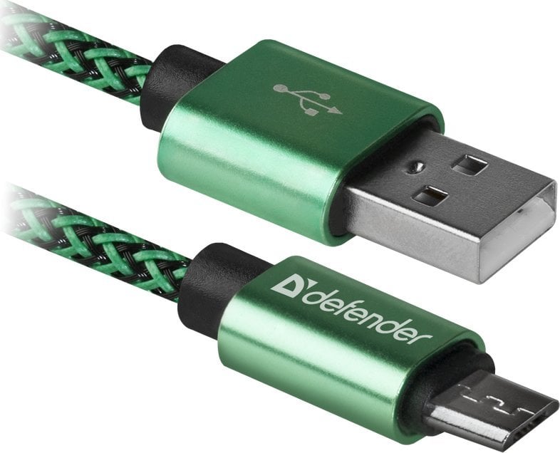 Cablu Date Micro Usb Defender USB08-03T PRO USB2.0 2.1A 1m Verde