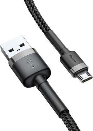 Cablu Date si Incarcare Ultrarezistent Mesh Textil Baseus Cafule Micro, USB la Micro USB, Negru, Ultra Rezistent, 2 Metri