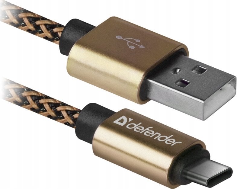 Cablu Date Type C Defender USB09-03T PRO USB2.0 2.1A 1m Auriu