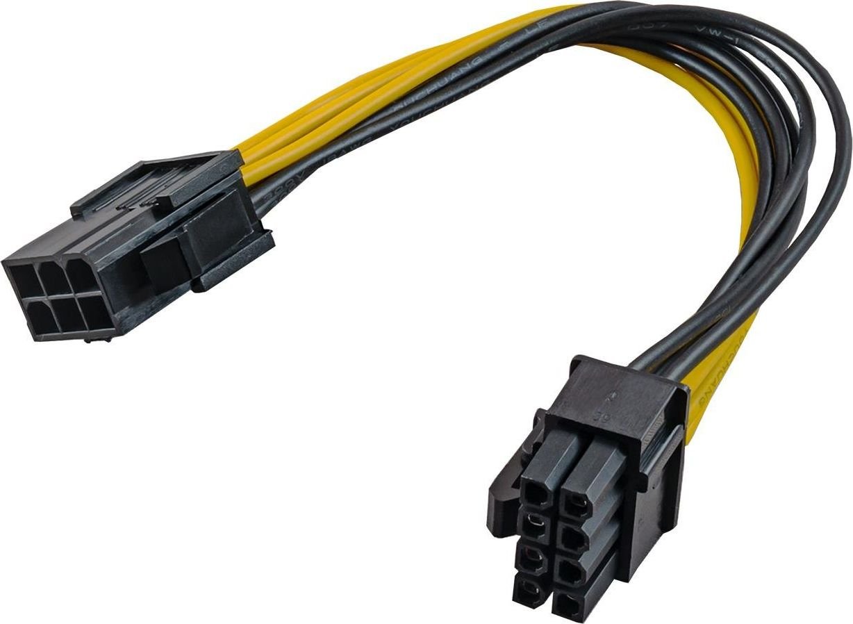 Cablu de alimentare , Akyga , AK/CA/07 PCI Express 6pin mama / 8pin tata , 0.28 m , negru cu galben