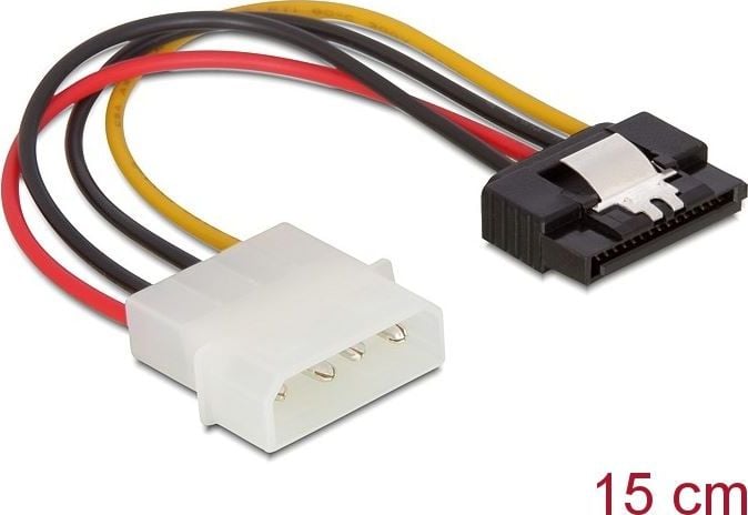 Cablu de alimentare cu clema de metal la o mufa , Delock , SATA HDD &gt; Molex 4 pin tata , 15cm , multicolor