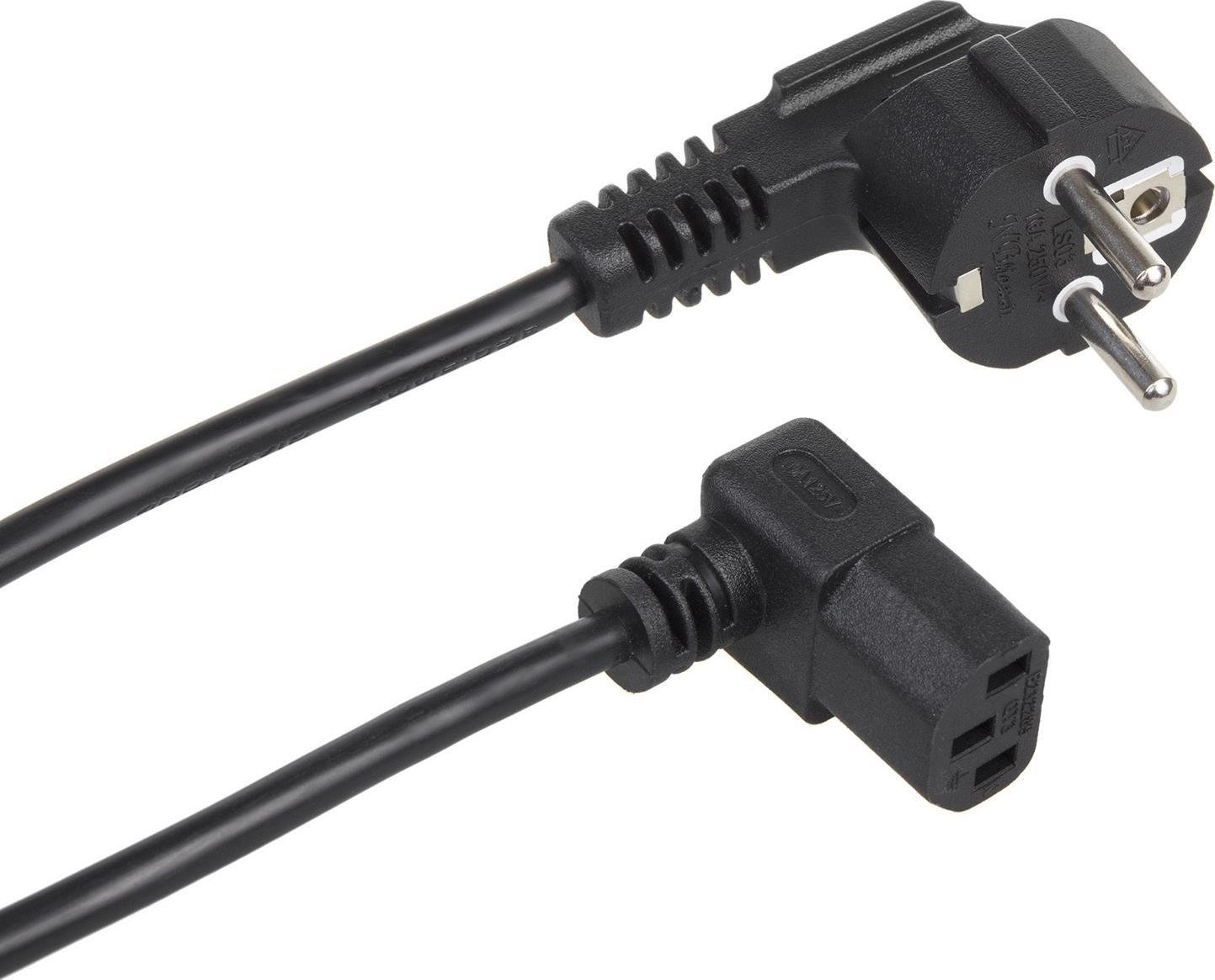 Cablu de alimentare cu un conector inclinat Maclean , MCTV-854, 3 pin /conector EU 3m , negru