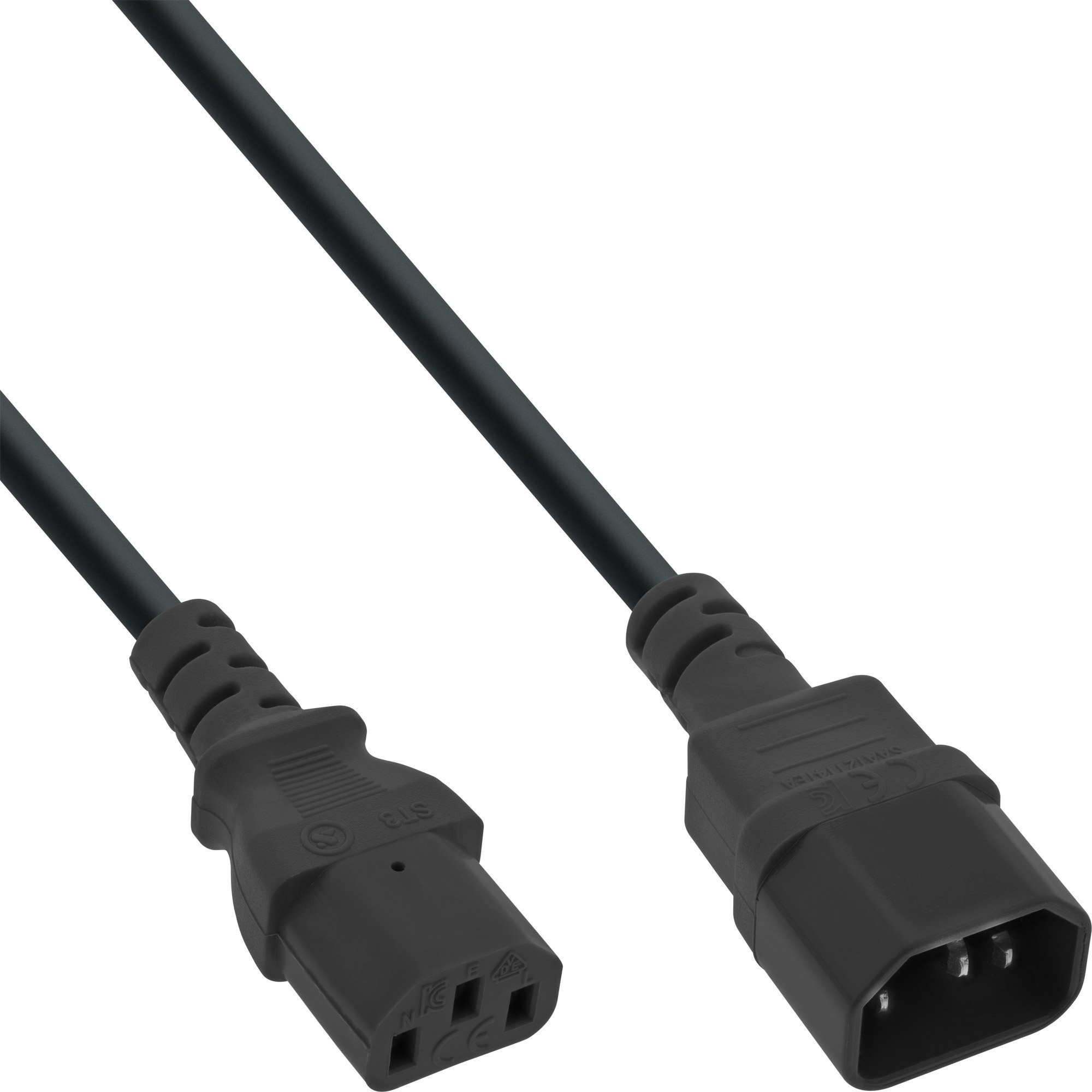 Cablu de alimentare InLine 35er Bulk-Pack InLine® Kaltgeräteverlängerung, C13 auf C14, negru, 1,8 m