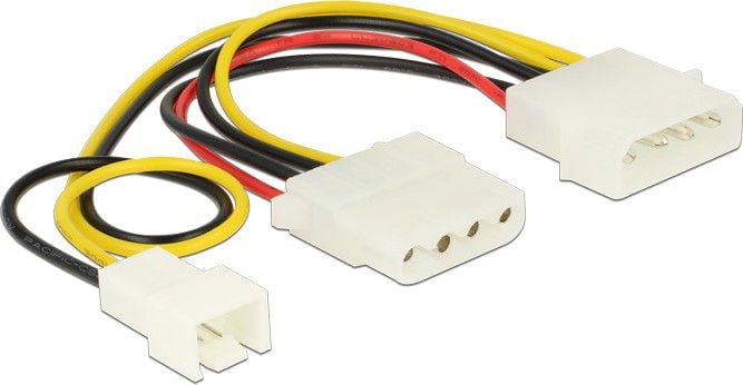 Cabluri - Cablu de alimentare Molex la Molex + ventilator 3 pini 14cm, Delock 83658