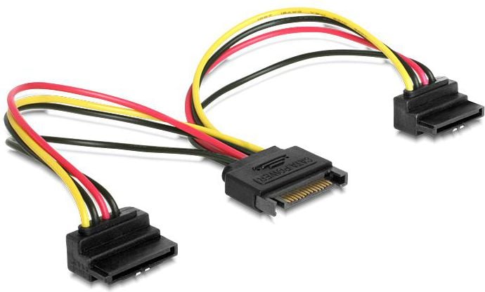Cablu de alimentare SATA 15 pini la 2 x SATA in unghi, Delock 60128