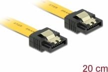 Cablu de conectare cu conectorii in linie dreapta si cleme de metal , Delock , SATA 6 Gb/s 0.2 m , galben