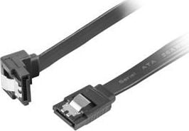 Cablu de conectare cu un conector in linie dreapta si unul inclinat , Lanberg , SATA Data II mama/mama 6GB/S , 0.5 m , negru
