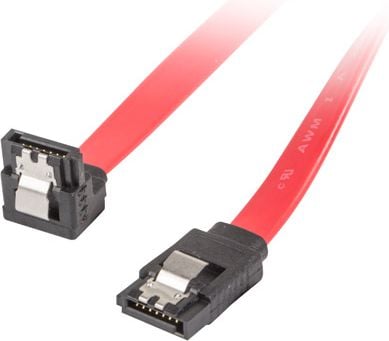 Cablu de conectare cu un conector in linie dreapta si unul inclinat , Lanberg , SATA Data III 6 Gb/s , 0.5 m