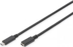 Cabluri - Cablu de conectare de mare viteza , Digitus , USB 3.1 C/C tata / mama , 10 Gbps ,1m , negru