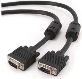 Cabluri si adaptoare - Cablu de conectare ecranat cu miez de ferita , Lanberg , VGA tata/VGA tata , 1.8 m , negru