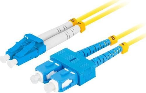 Cablu de corectie fibra optica Lanberg, SM LC, UPC-LC, UPC, Duplex 3.0 mm, LSZH, G657A1, 1 m, Alb, Galben, Albastru