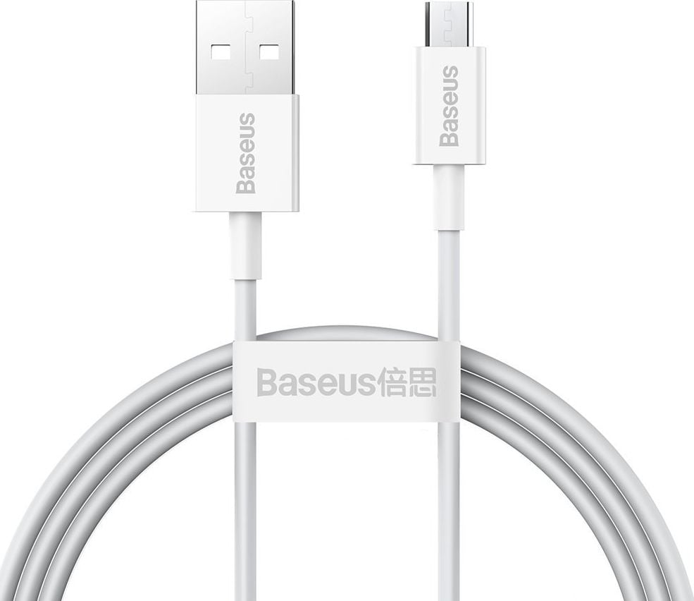 Cablu de date, Baseus Superior Series,CAMYS-A02, USB la Micro USB, Fast Charge, 2A, lungime 1 m, alb
