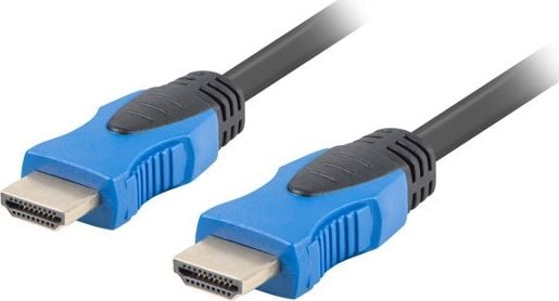 Cablu de date Lanberg CA-HDMI-20CU-0150-BK, HDMI tata/ HDMI tata V2.0 4K, 15 m, negru/albastru
