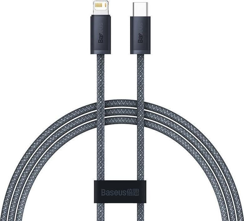 Cablu de date si incarcare, Baseus, USB-C la IP Lightning, 20W, 1m, Gri