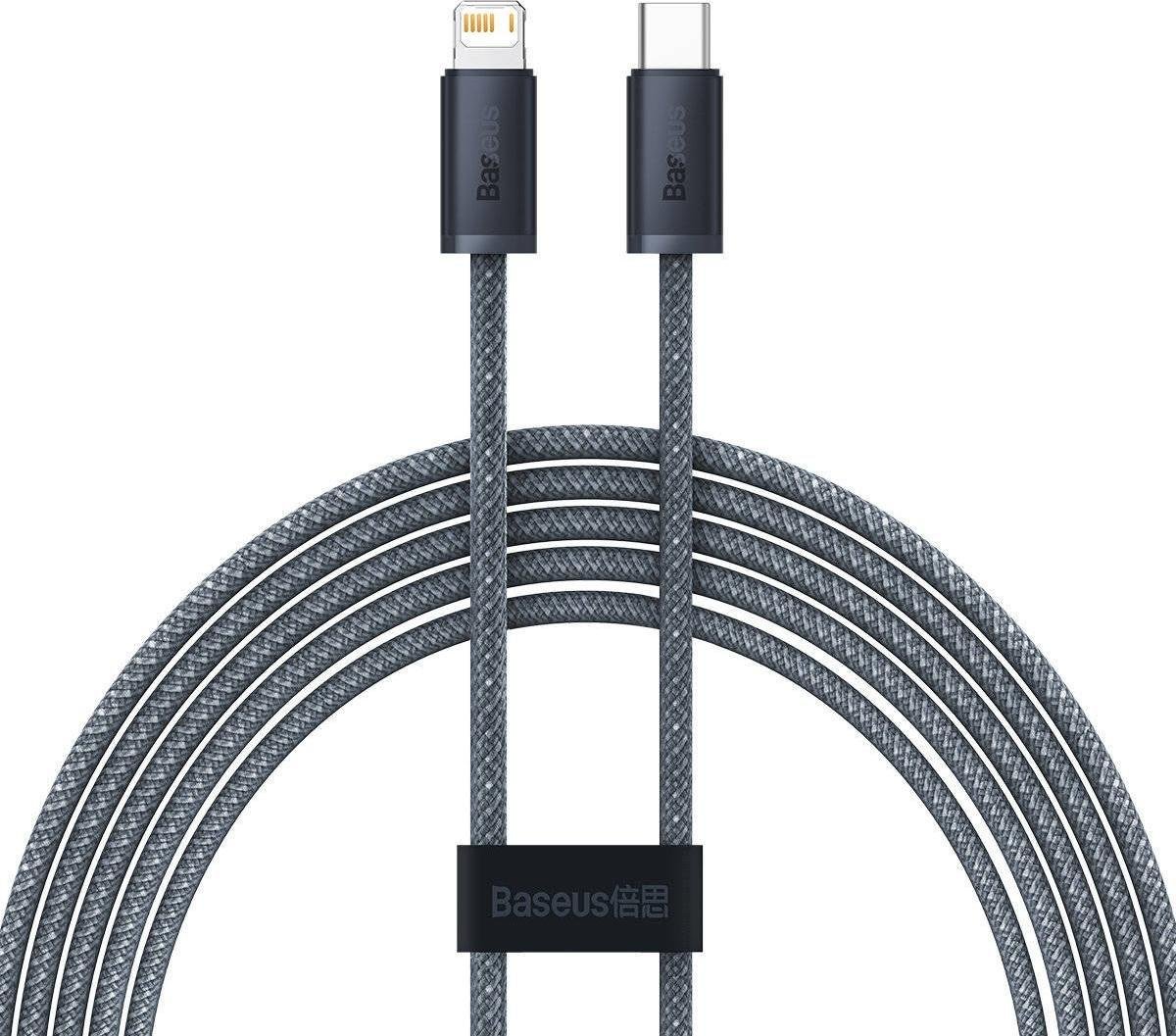Cablu de date si incarcare, Baseus, USB-C la IP Lightning, 20W, 2m, Gri