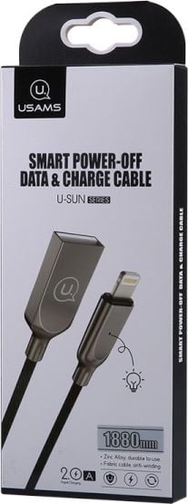 Cablu de date, USAMS, 1.88cm, Negru, 32E, Compatibil Apple