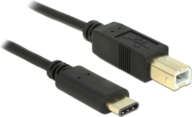 Cablu de date USB Tip C 2.0 si Tip B 2.0 Delock, 2m, Negru