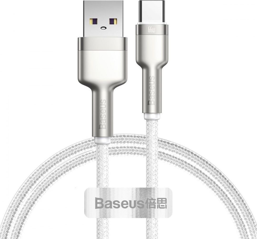 Cablu de date USB/ USB - C, Baseus, Cafule Series, 66W, Alb, 1m