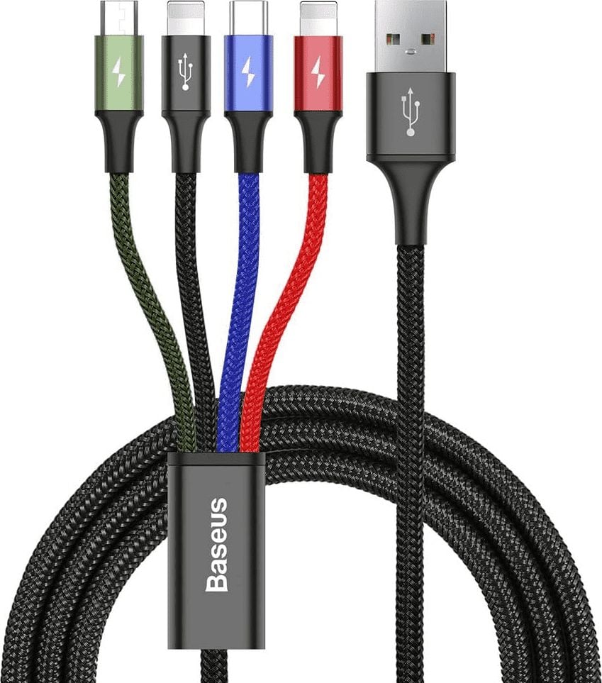 Cablu de date/incarcare Baseus, 4in1 Rapid Series, 2 x Lightning/USB-C/MicroUSB/USB, Multicolor