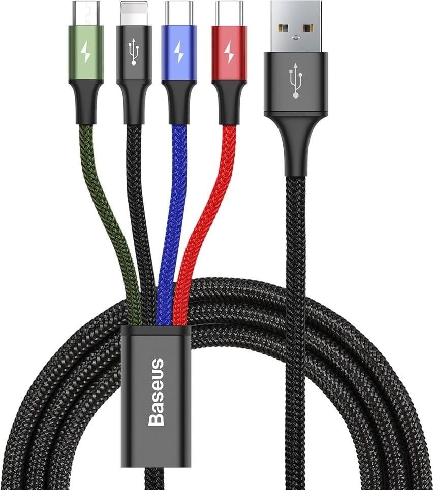 Cablu de date/incarcare Baseus, 4in1 Rapid Series, 2 x USB-C/Lightning/MicroUSB/USB, Multicolor