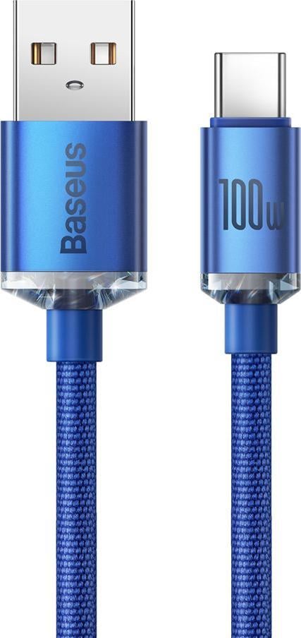 Cablu de date/incarcare Baseus, Crystal Shine Series, Fast Charging USB-C, 2M 5A, Albastru
