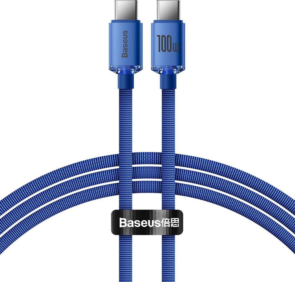 Cablu de date/incarcare Baseus, Crystal Shine, USB Type-C to USB Type-C, 1.2M 100W, Albastru