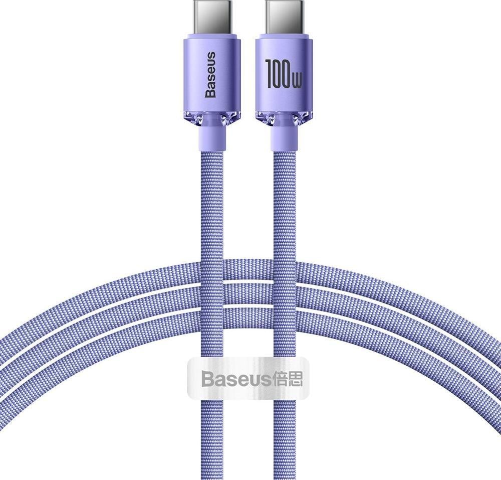 Cablu de date/incarcare Baseus, Crystal Shine, USB Type-C to USB Type-C, 1.2M 100W, Mov