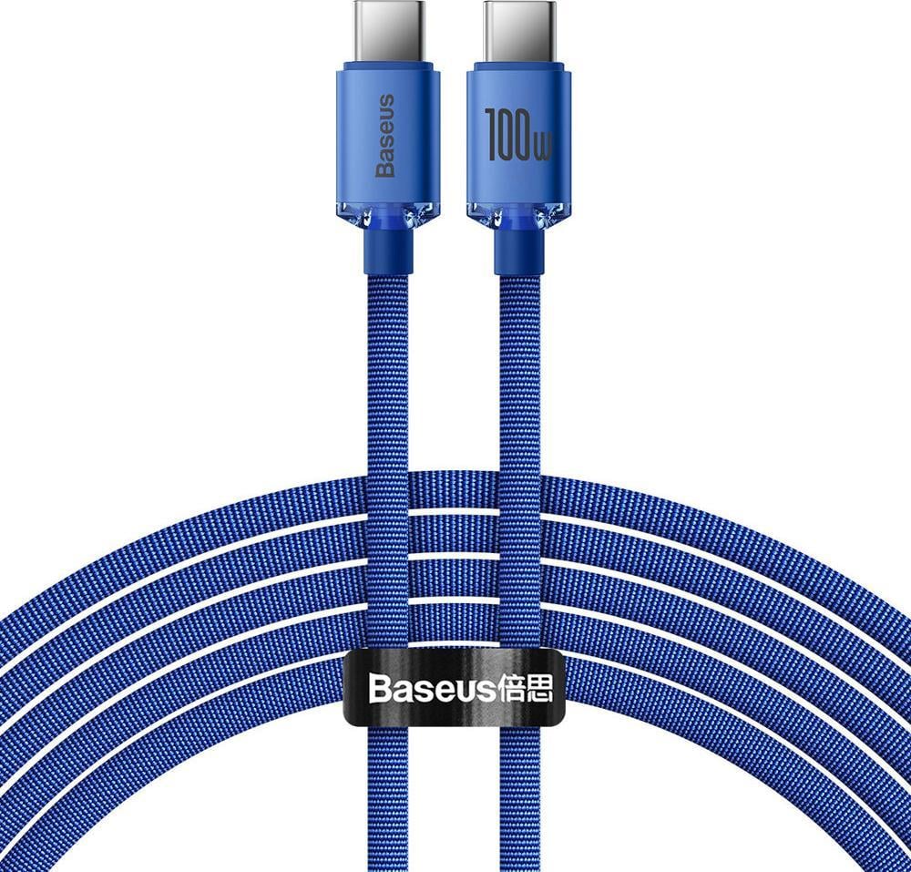 Cablu de date/incarcare Baseus, Crystal Shine, USB Type-C to USB Type-C, 2M 100W, Albastru
