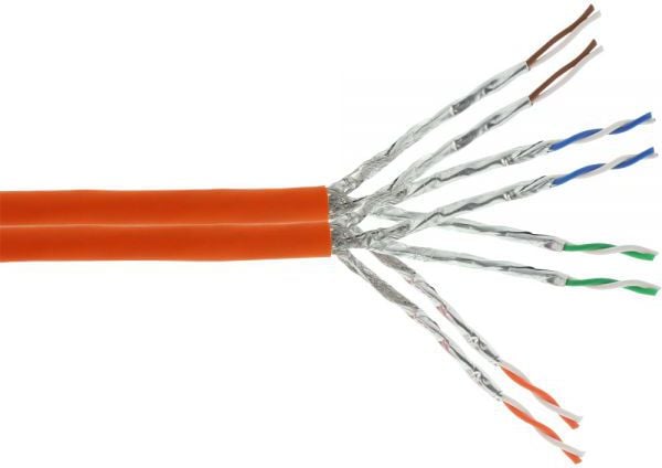 Cablu de instalare InLine S/FTP, PiMF, Cat.7a, AWG23, 1200MHz, fără halogeni, portocaliu, 100m (77100I)