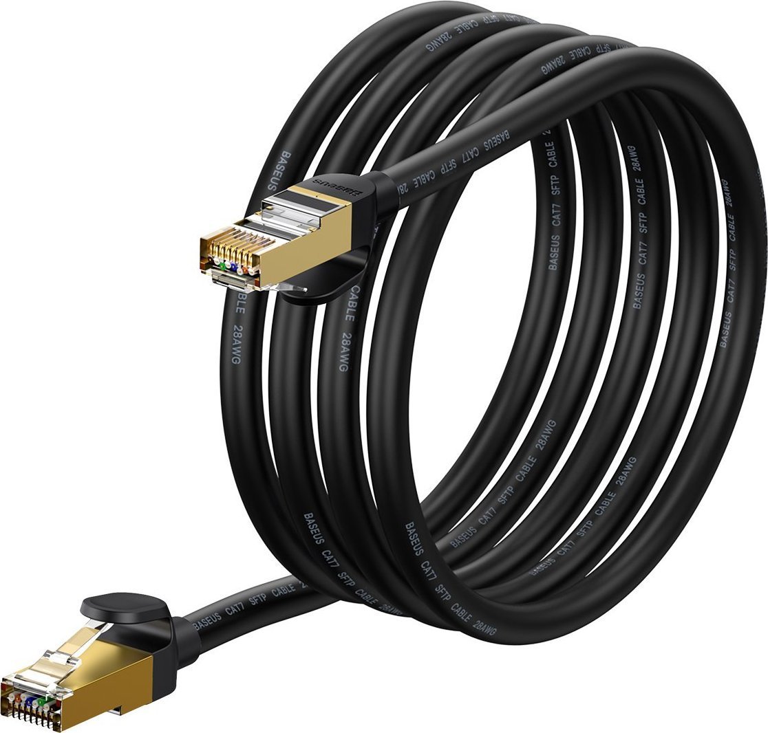 Cablu de rețea Baseus Baseus Speed Seven RJ45 10Gbps 2m negru (WKJS010301)