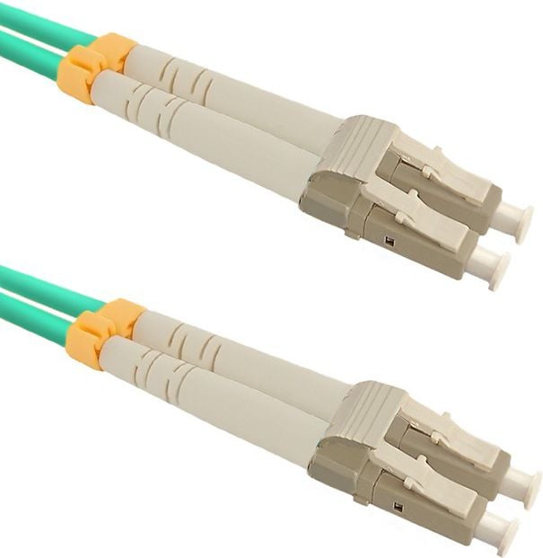 Cablu de retea din fibra optica multifunctional cu dubla conectare , Qoltec , LC/UPC LC /UPC , 50/125 , om3 , 1m