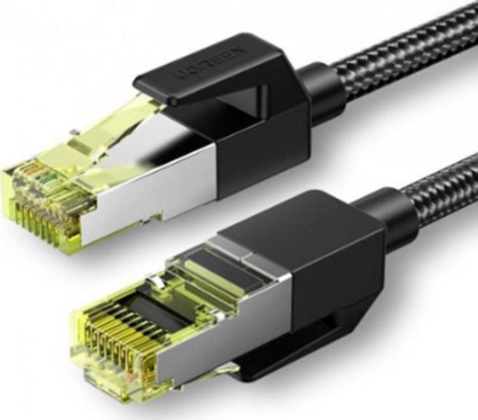 Cablu de rețea împletit Ugreen UGREEN NW150, Ethernet RJ45, Cat.7, F/FTP, 1m (negru)