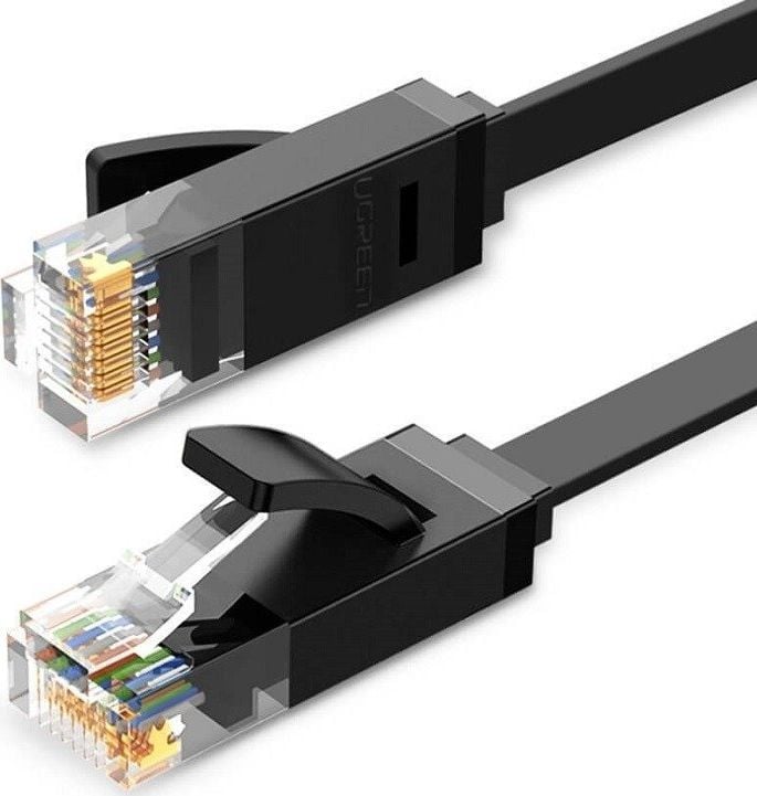 Cabluri si accesorii retele - Cablu de retea plat UGREEN Ethernet RJ45, Cat.6, UTP, 3m, negru