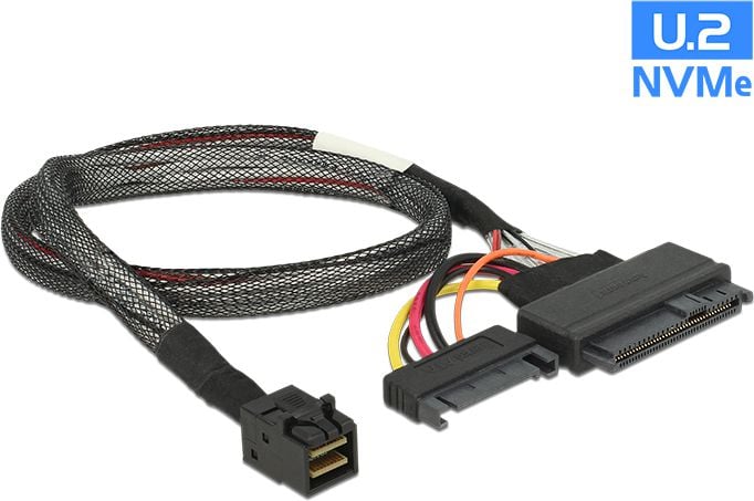 Cablu Delock SFF-8643 / U.2 SFF-8639 + SATA 15pin, 0.5m (84819)