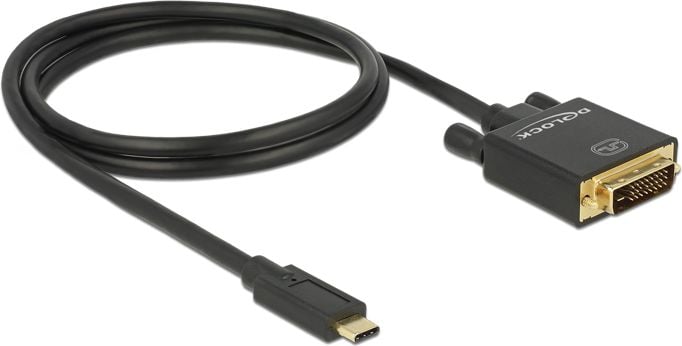 Cablu Delock, USB-C 2.0/DVI-D, 1m, Negru