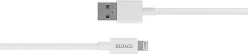 Cablu Deltaco Lightning DELTACO USB-A -Lightning, 1m, chipset Apple C189, MFi, ambalaj etichetat FSC, alb / IPLH-401