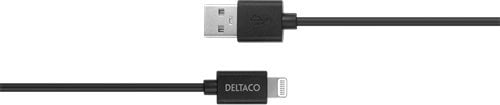 Cablu Deltaco Lightning DELTACO USB-A -Lightning, 1m, chipset Apple C189, MFi, ambalaj etichetat FSC, negru / IPLH-411