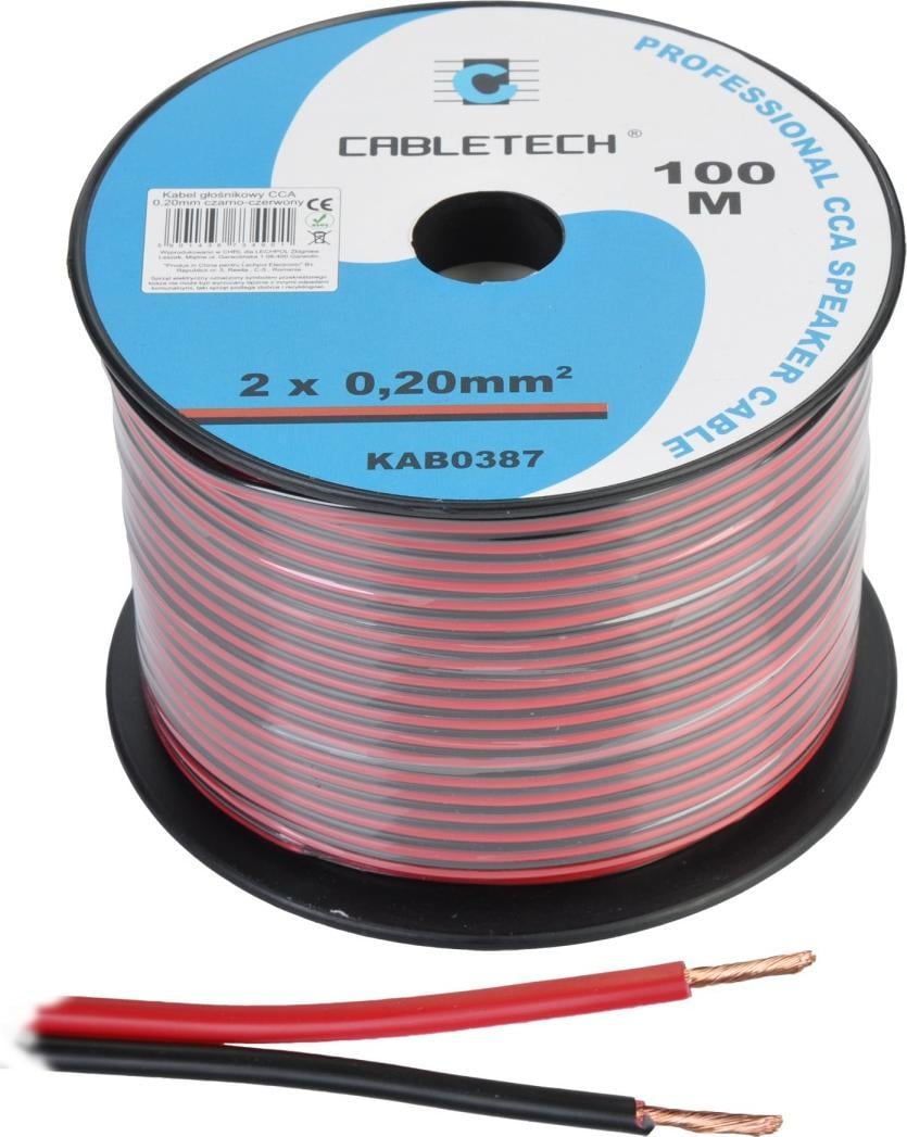 Cablu difuzor CCA 2x0.20mm rosu/negru 100m